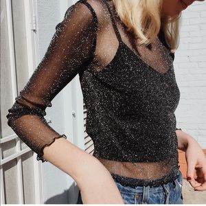 BRANDY MELVILLE BLACK GLITTER LONG SLEEVE
